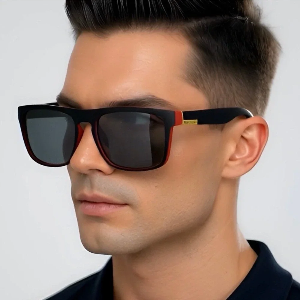 Mens Polarized Sunglasses Black Red Frame Sports Driving Outdoor Eyewear Driving